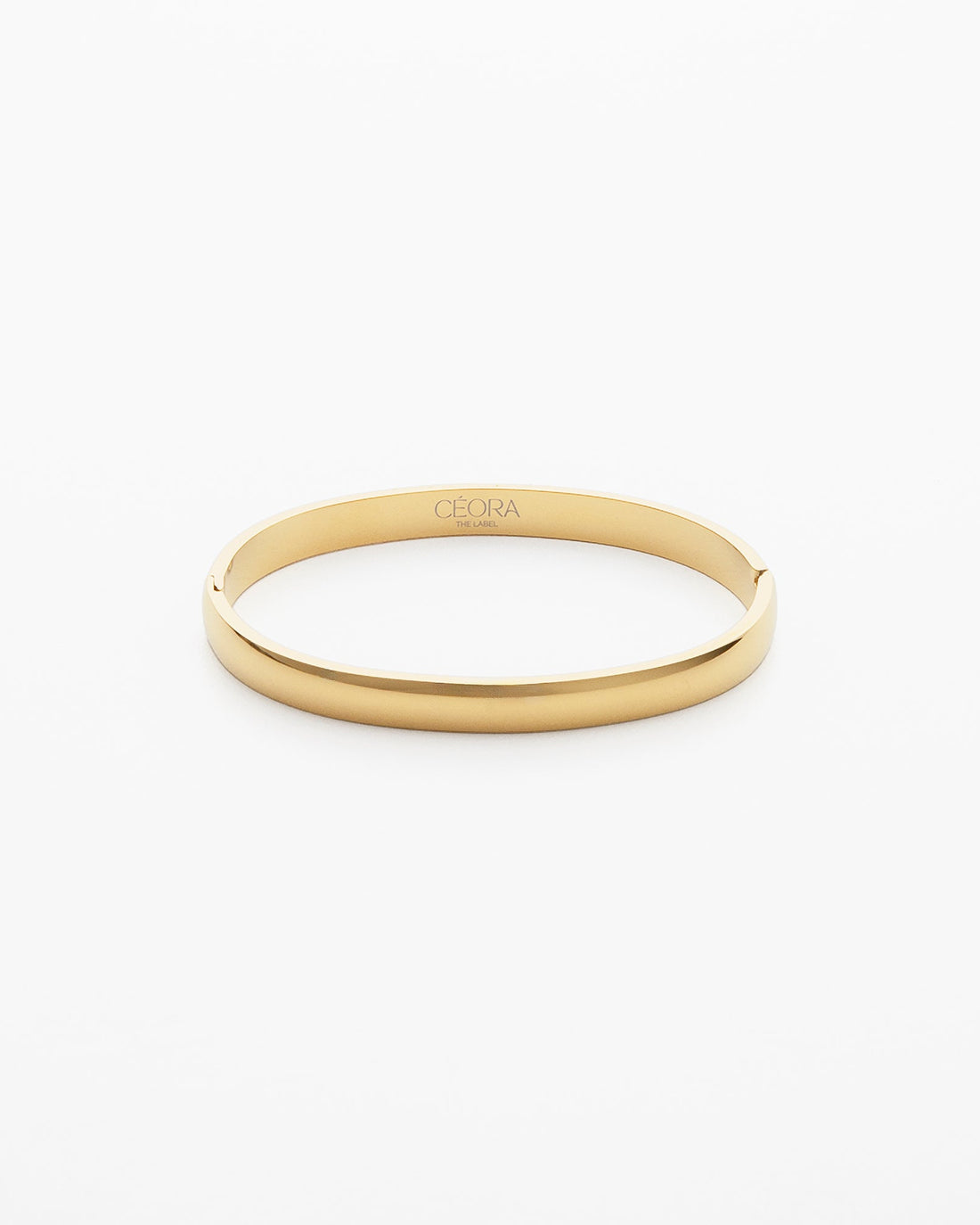 Minimalist 18K gold-plated polished hinged bangle