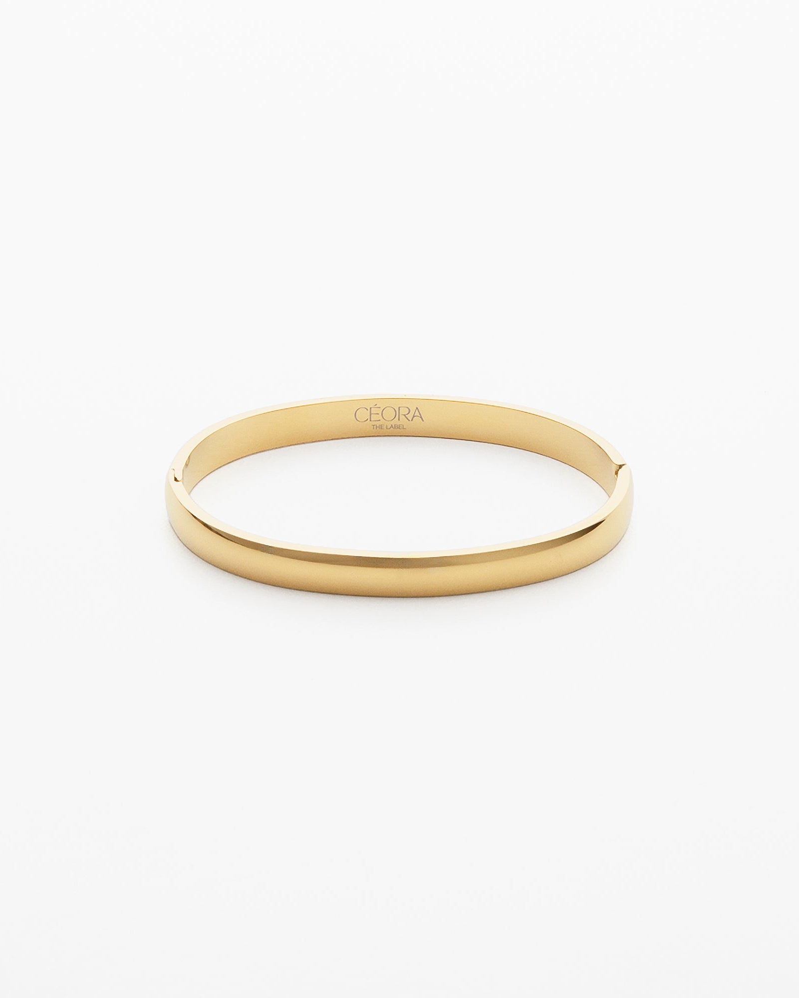 Minimalist 18K gold-plated polished hinged bangle
