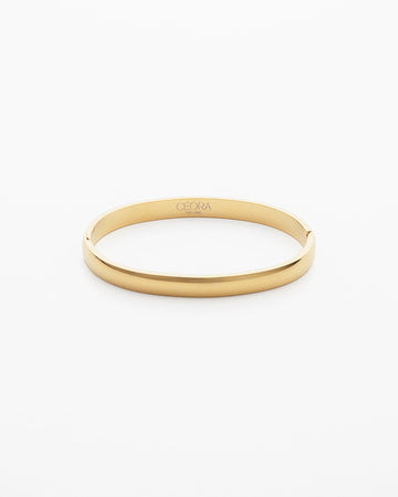 Minimalist 18K gold-plated polished hinged bangle