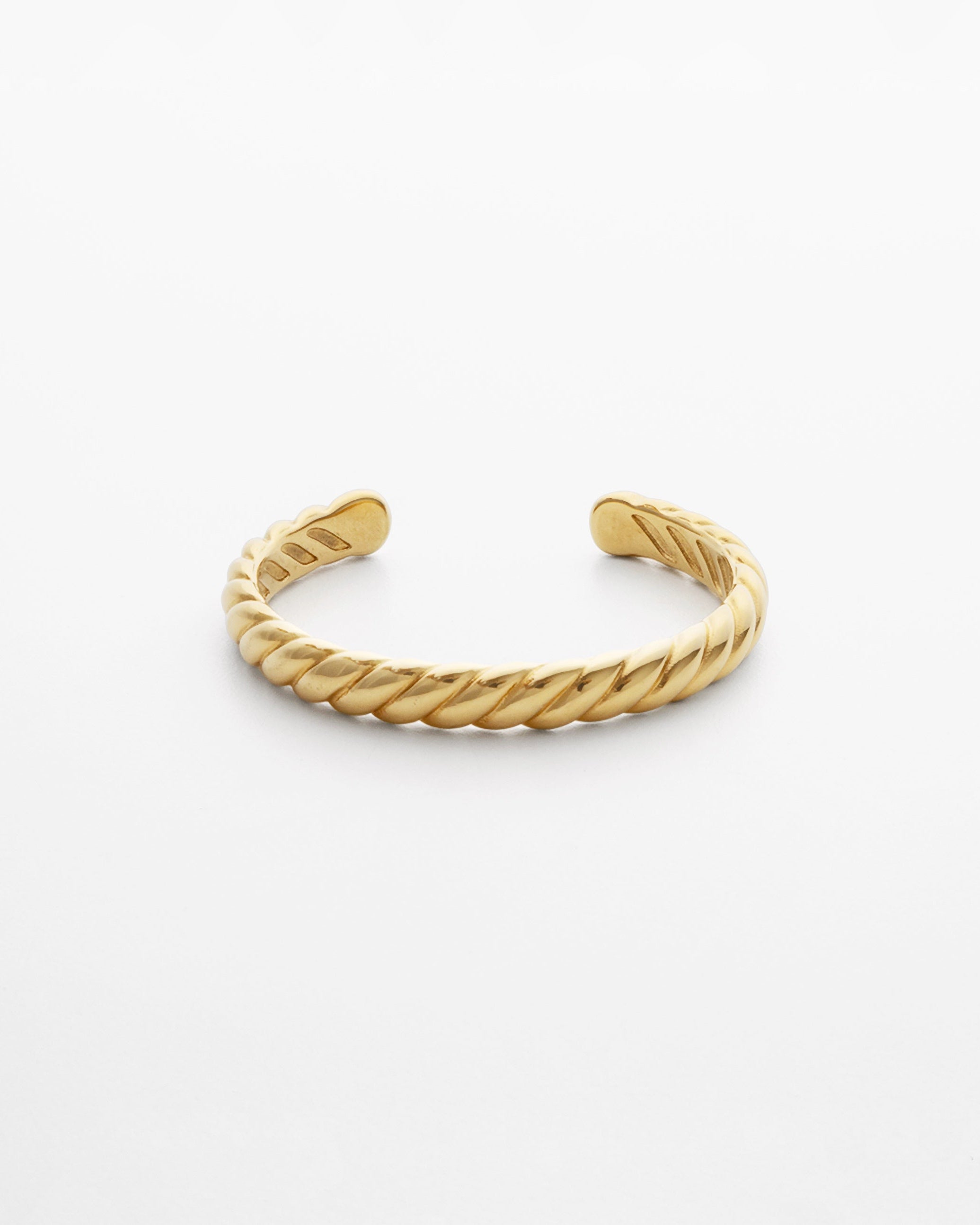 Chunky statement 18K gold-plated croissant bangle with twisted detailing