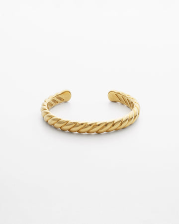 Chunky statement 18K gold-plated croissant bangle with twisted detailing