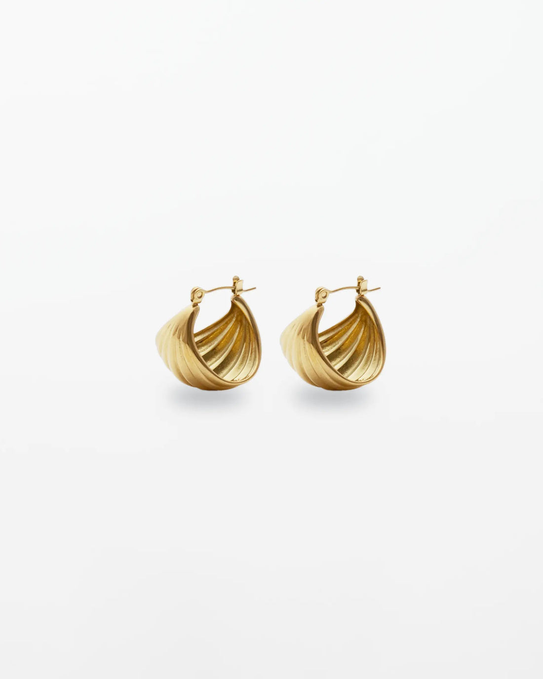 Minimalist staple 18K gold-plated textured crescent hoop earrings