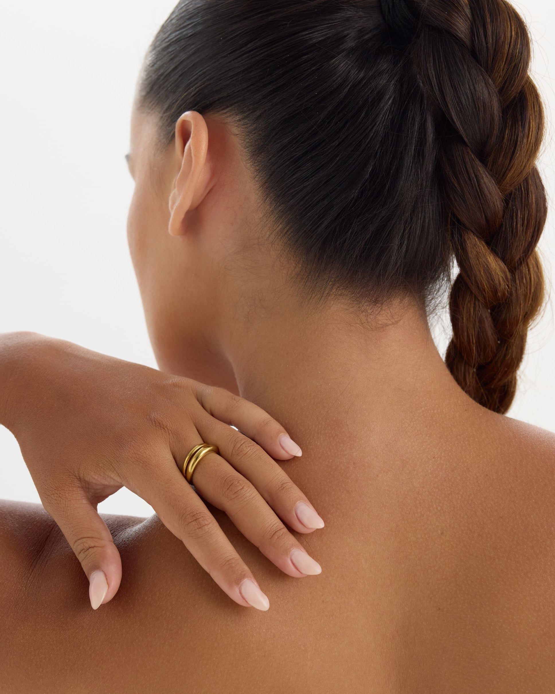 Minimal 18K gold-plated polished double-band ring
