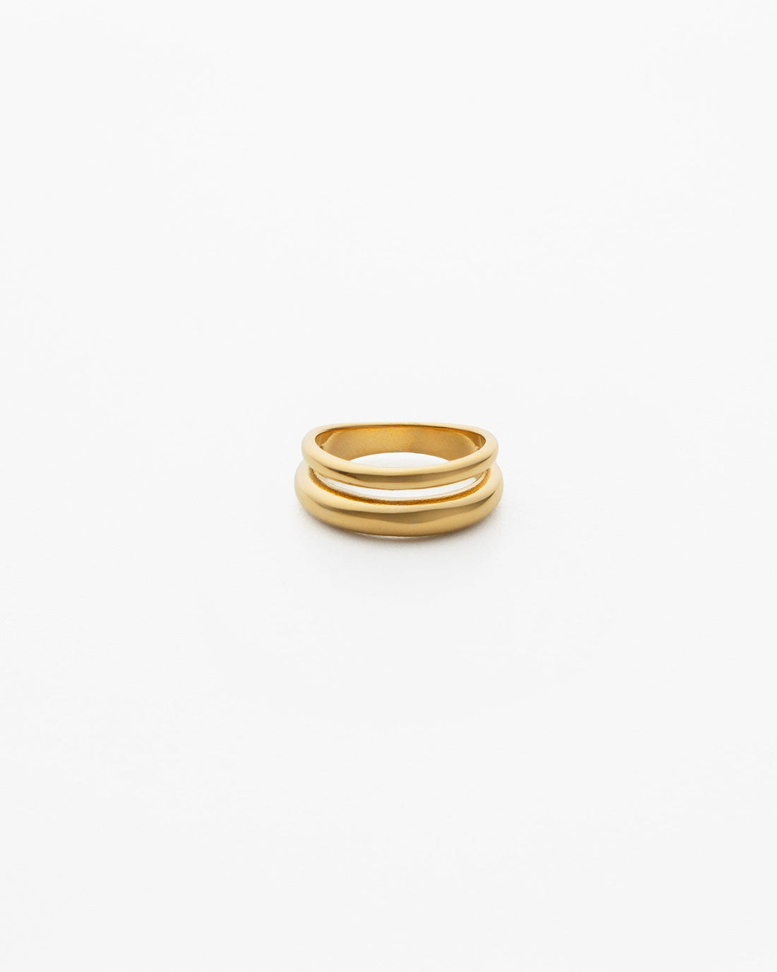 Minimal 18K gold-plated polished double-band ring