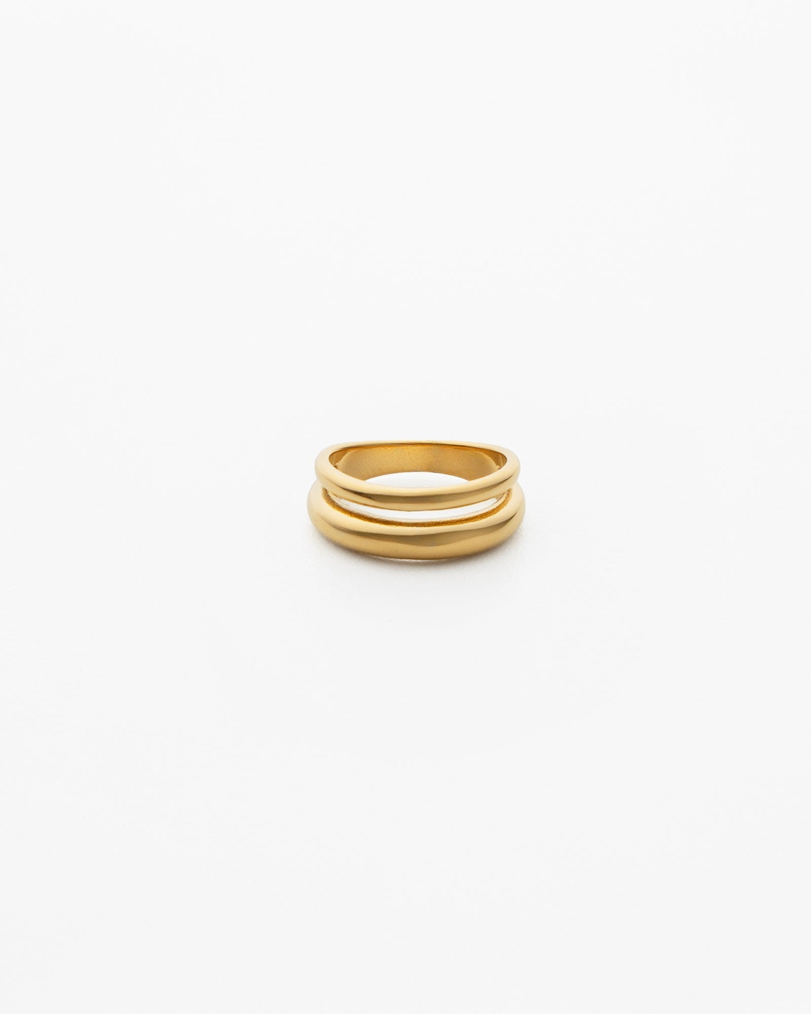 Minimal 18K gold-plated polished double-band ring