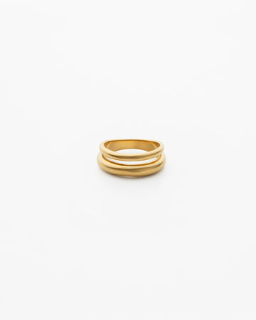 Minimal 18K gold-plated polished double-band ring