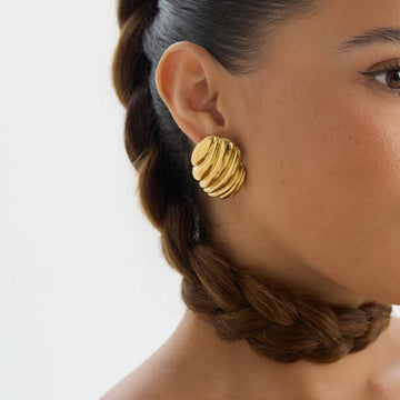 Chunky statement 18k gold-plated earrings