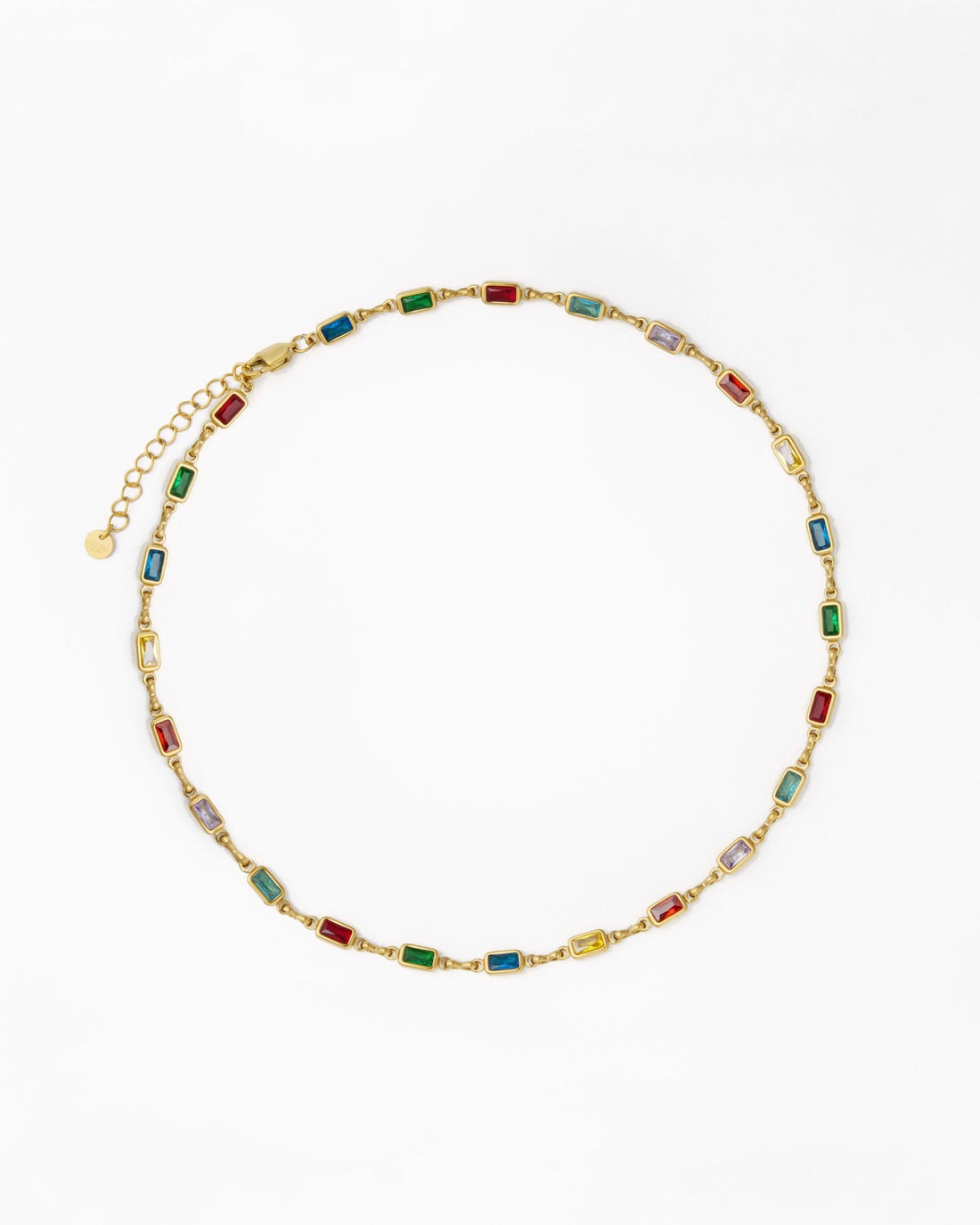18K gold-plated rainbow cubic zirconia necklace