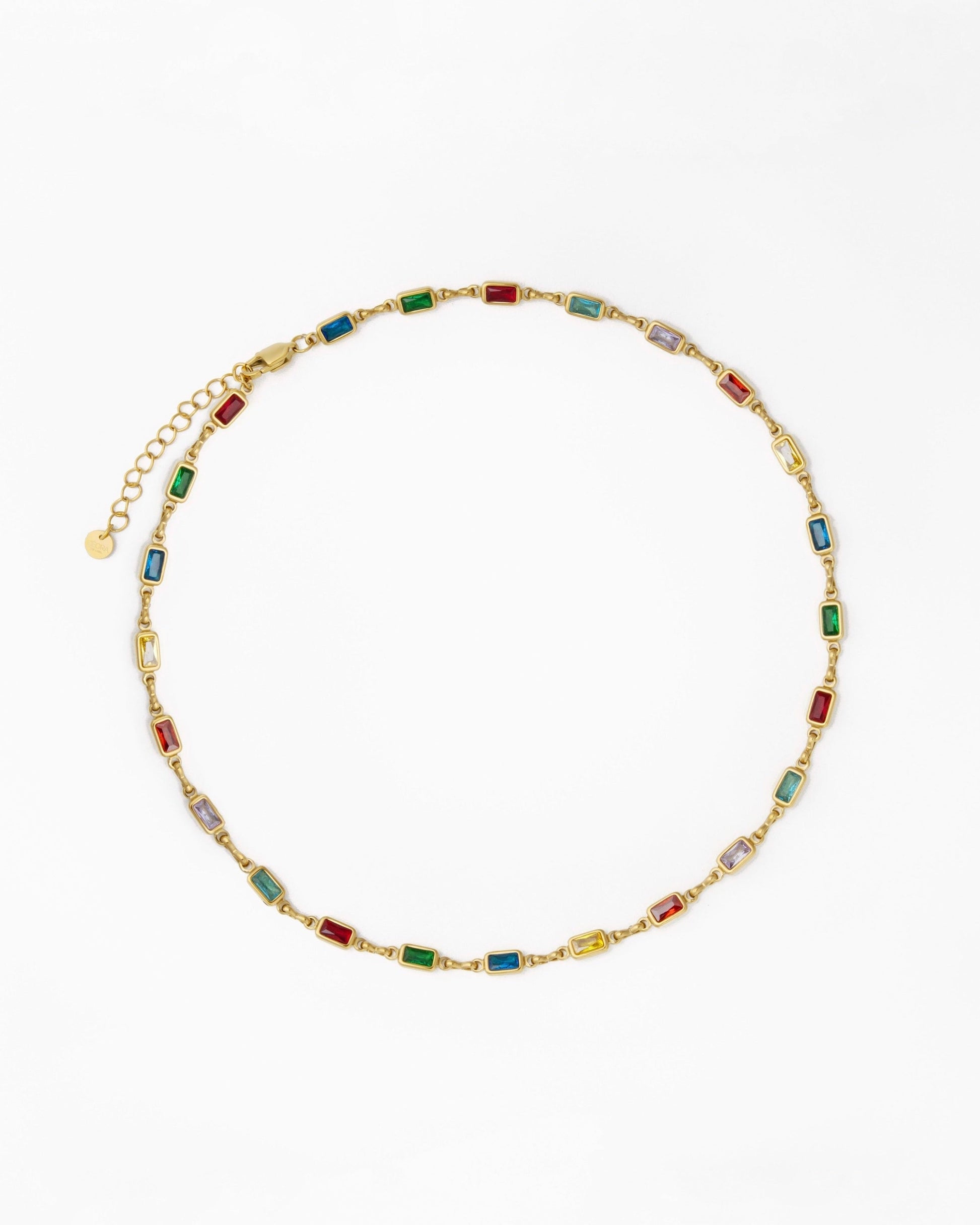18K gold-plated rainbow cubic zirconia necklace