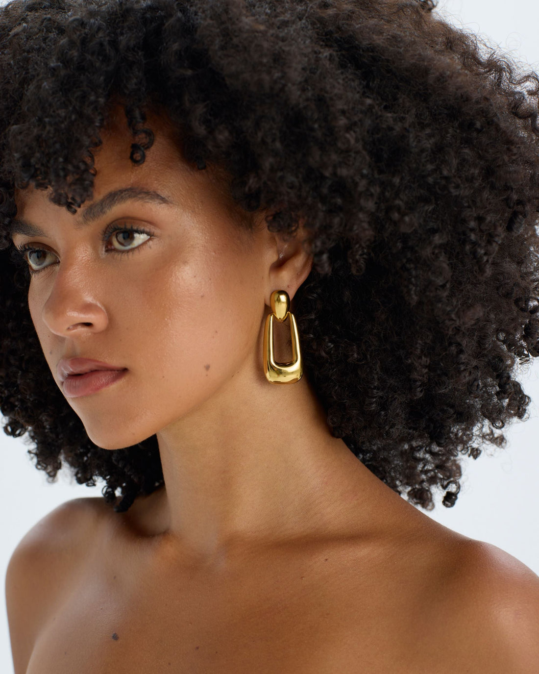 Chunky statement 18K gold-plated polished drop stud earrings 