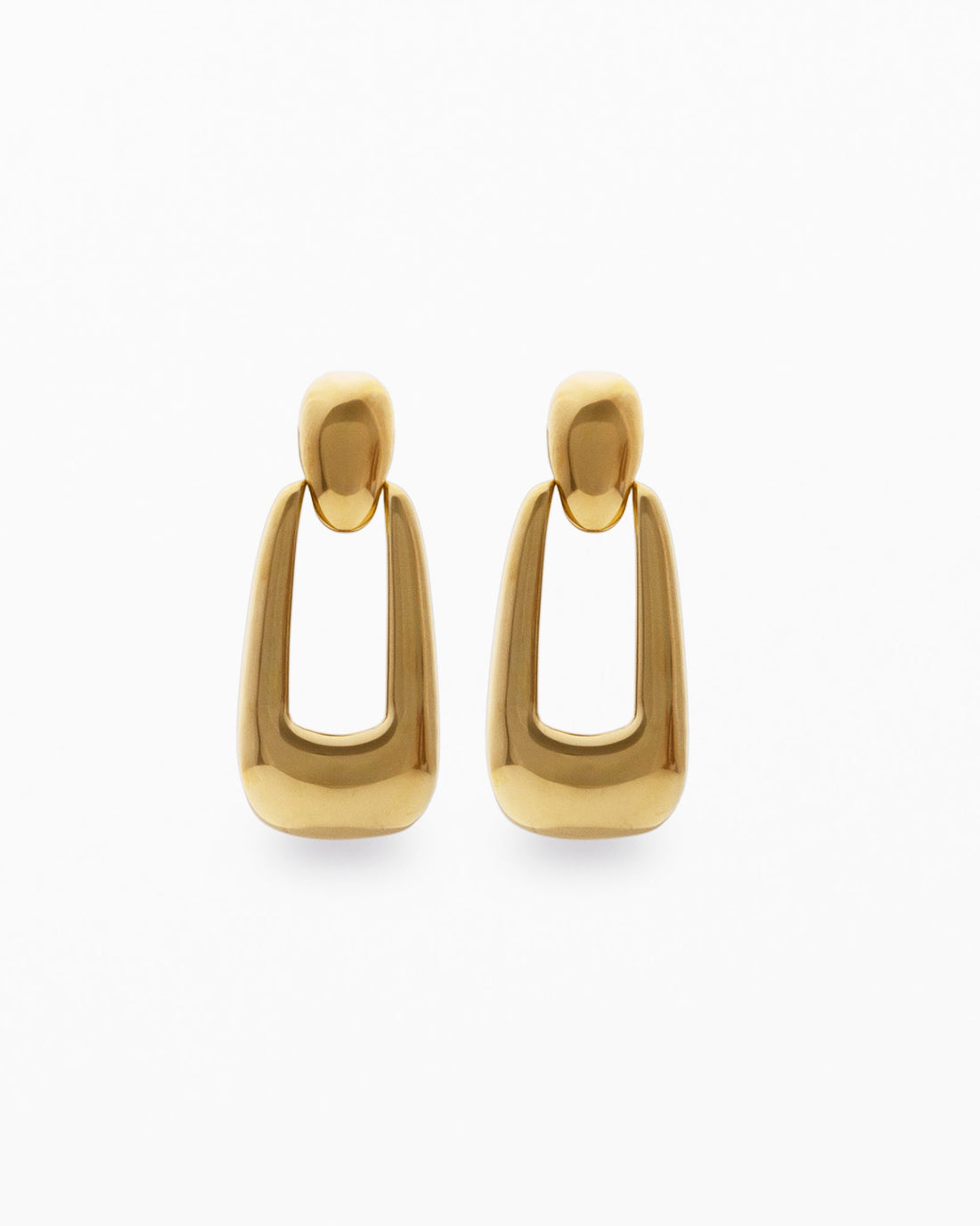 Chunky statement 18K gold-plated polished drop stud earrings 