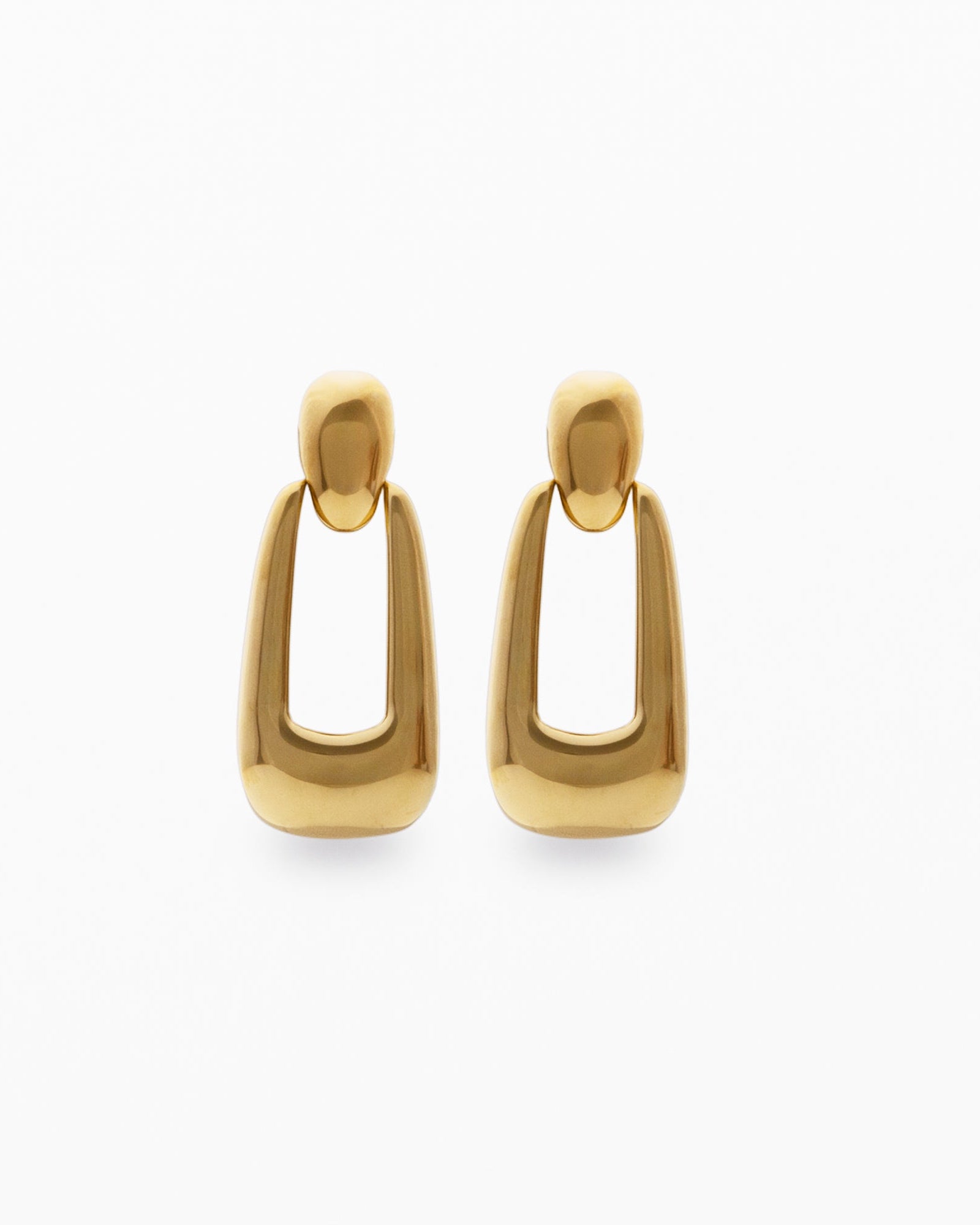 Chunky statement 18K gold-plated polished drop stud earrings 