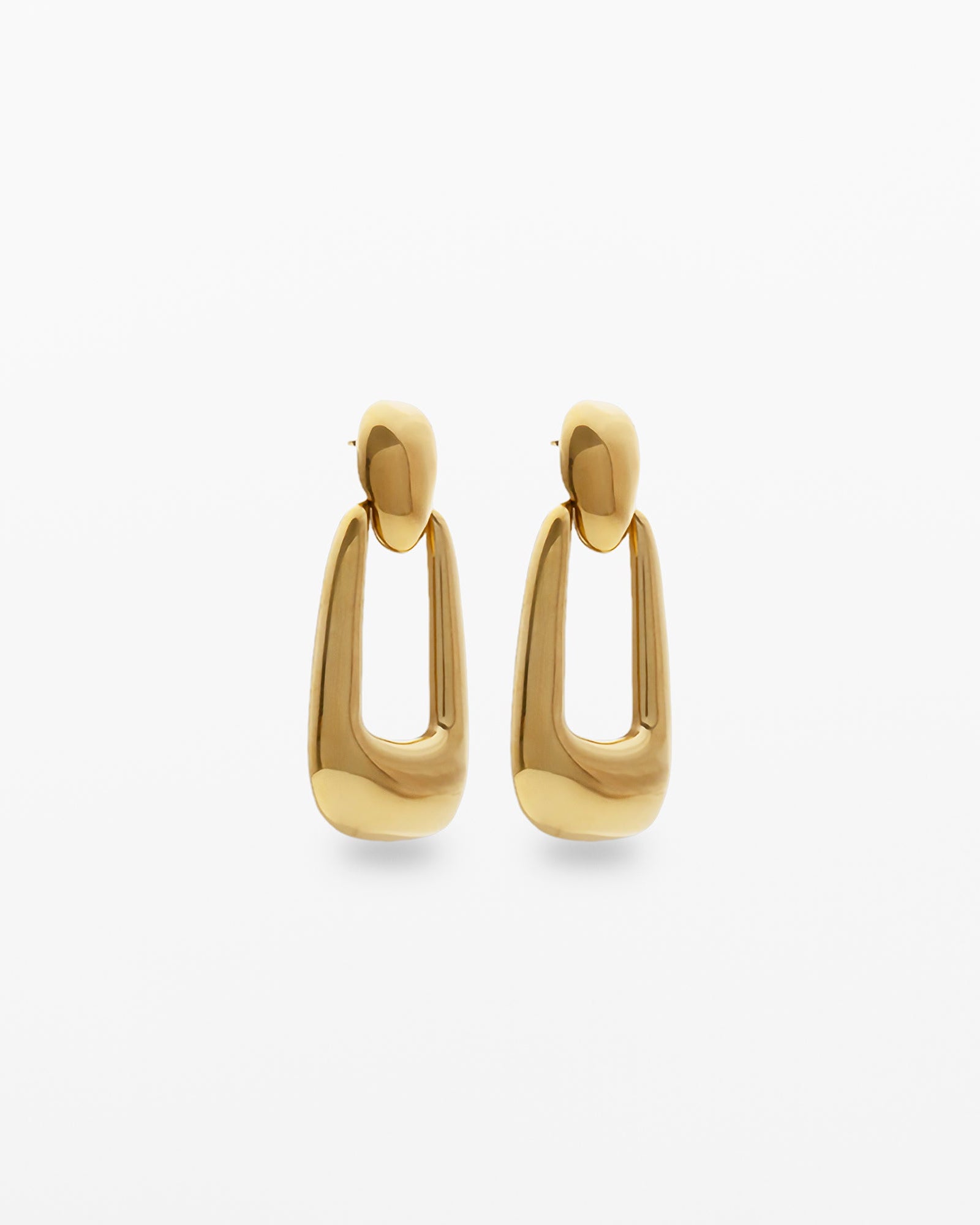 Chunky statement 18K gold-plated polished drop stud earrings 