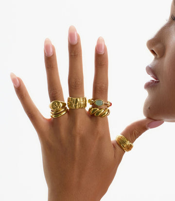 Chunky statement 18k gold-plated rings