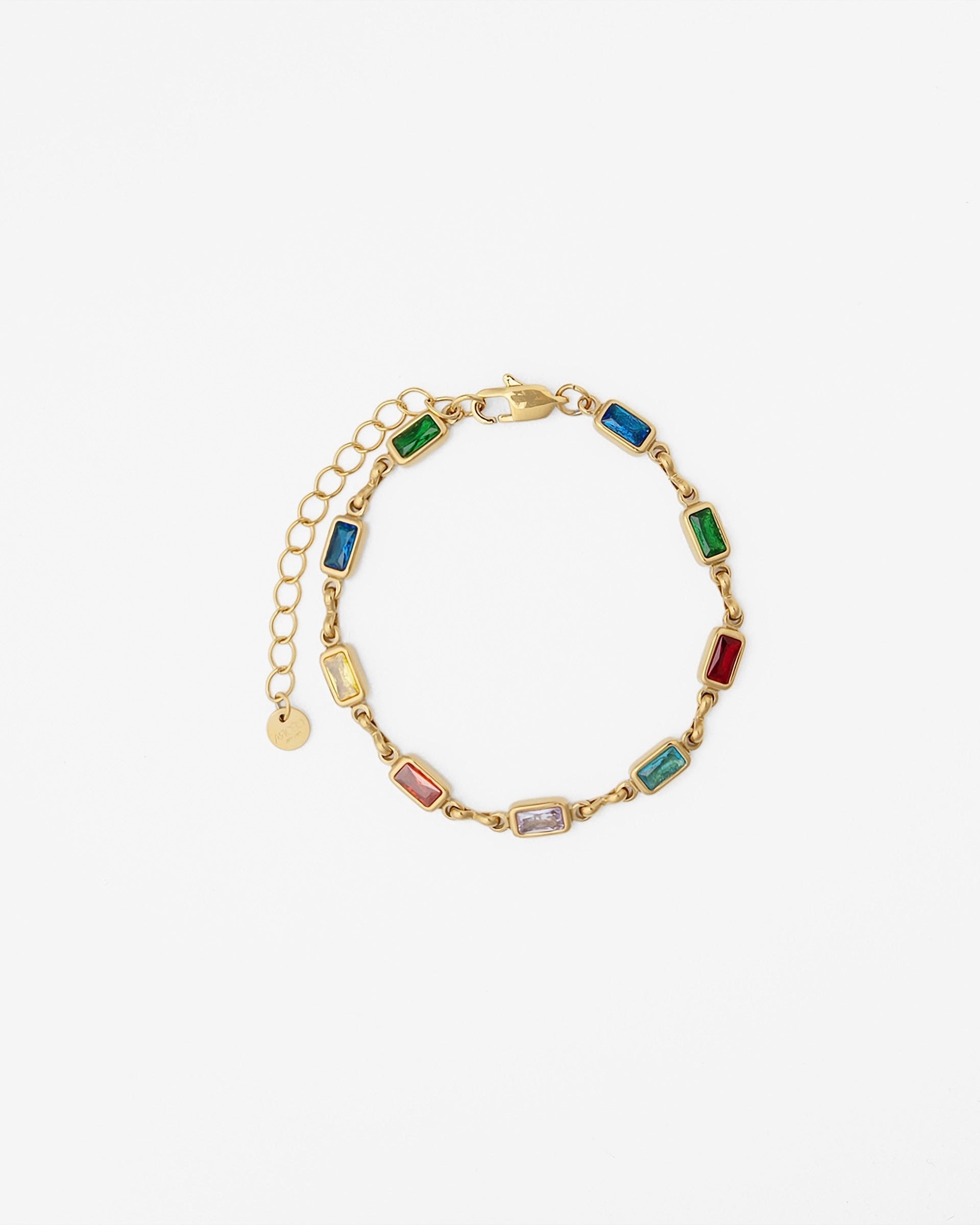 18K gold-plated rainbow cubic zirconia necklace